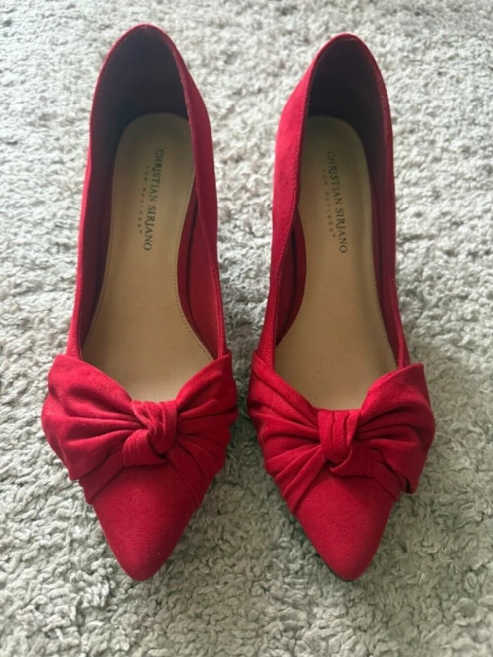 Christian Siriano Red Bow Kitten Heel Pumps – Size 8.5